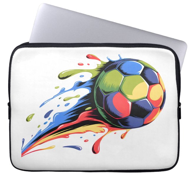 Lebendiger Bunter Fußball Farbe Spritzer Laptop S Laptopschutzhülle (Vorderseite)