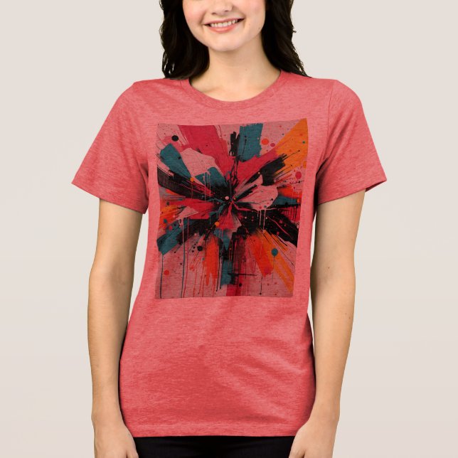 Lebendiger Chaos-Ausbruch Tri-Blend Shirt (Vorderseite)