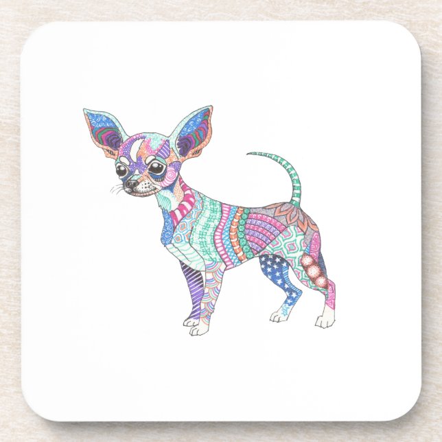 Lebendiger Chihuahua-Hartplastikuntersetzer Getränkeuntersetzer (Vorderseite)