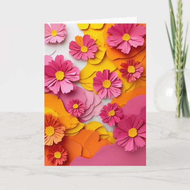 Lebendiger Cosmos aus geschnittenem Papier Karte (Vorderseite)