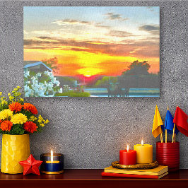 Lebendiger Dachterrassen-Sonnenuntergang 2295 Leinwanddruck