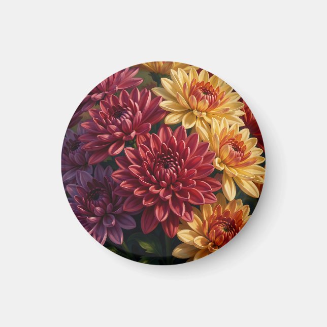 Lebendiger Dahlien-Blumenstrauß  Magnet (Vorne)