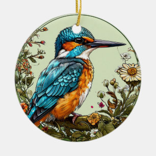 Lebendiger Eisvogel Keramik Ornament