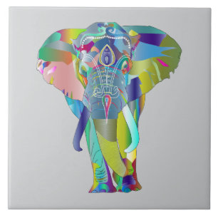Lebendiger Farb-Mandala-Elefant Fliese