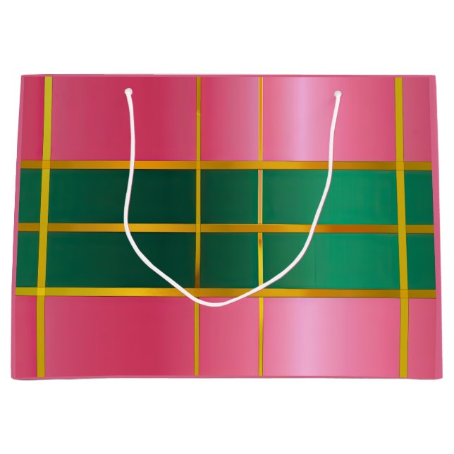 Lebendiger Farbblock Pink und Grün Große Geschenktüte (Vorderseite)