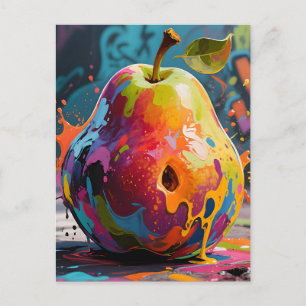 Lebendiger Farbklecks Birne Postkarte