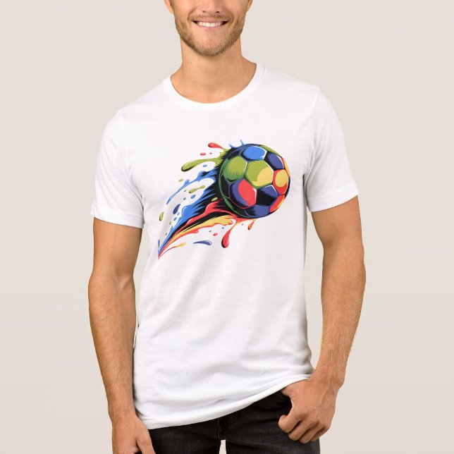 Lebendiger Farbklecks Fußball Dynamischer Sport Tri-Blend Shirt (Vorderseite)