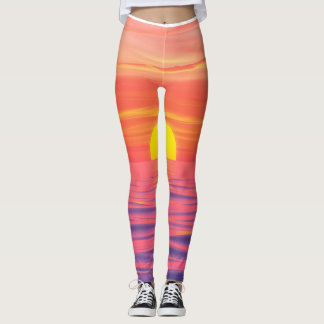 Lebendiger Farbsonnenuntergang am Strand Leggings