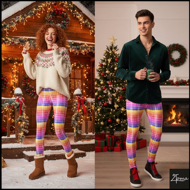 Lebendiger Farbverlauf-Karohorizontale Farbbänder Leggings (Von Creator hochgeladen)