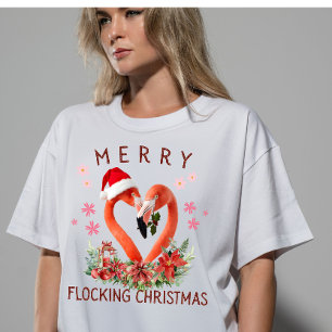 Lebendiger Fröhlicher Schwarm-Weihnachts-Flamingo Tri-Blend Shirt
