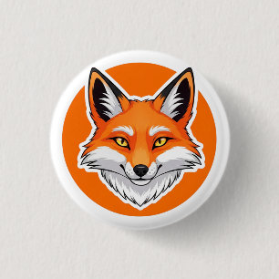 Lebendiger Fuchskopf Button