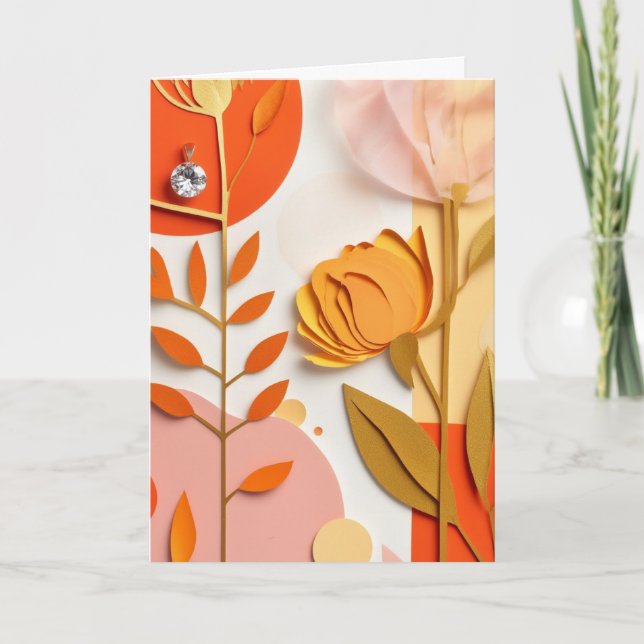 Lebendiger Garten aus geschnittenem Papier blüht Karte (Vorderseite)