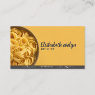 Lebendiger gelber Hintergrund mit Pastaschüssel g2 Visitenkarte