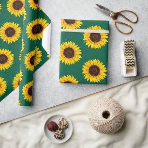 Lebendiger gelber Sonnenblumenblüten Geschenkpapier