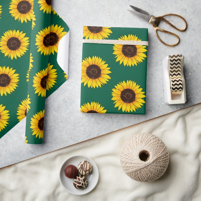 Lebendiger gelber Sonnenblumenblüten Geschenkpapier (Kunsthandwerk)