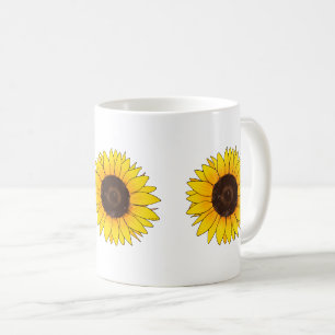 Lebendiger Gelber Sonnenblumenblütenstand Kaffeetasse