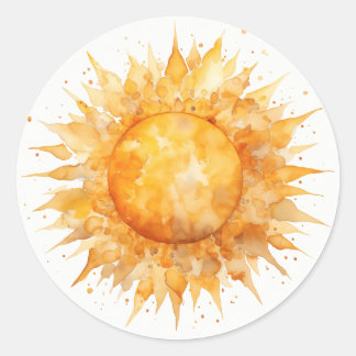 Lebendiger Gelber Sonnenschein Runder Aufkleber