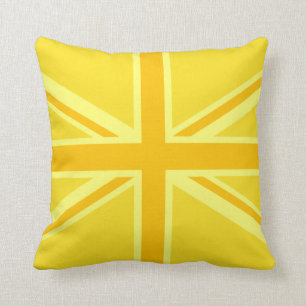 Lebendiger gelber Union Jack Kissen