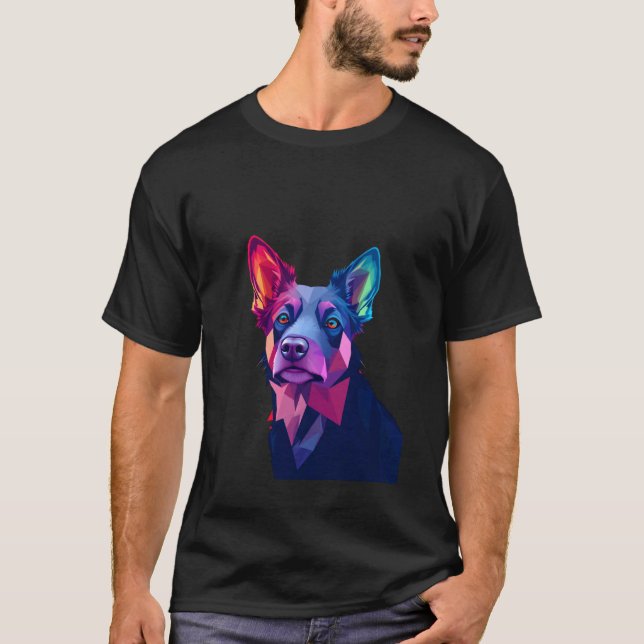 Lebendiger geometrischer Hund T-Shirt (Vorderseite)