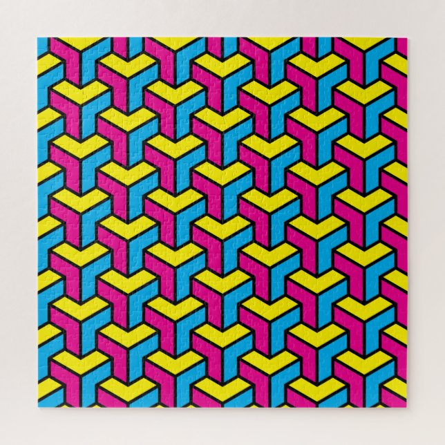 Lebendiger geometrischer optische Illusionsblock C Puzzle (Vertikal)