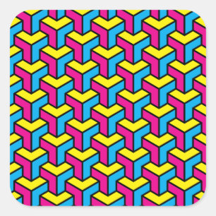 Lebendiger geometrischer optische Illusionsblock C Quadratischer Aufkleber