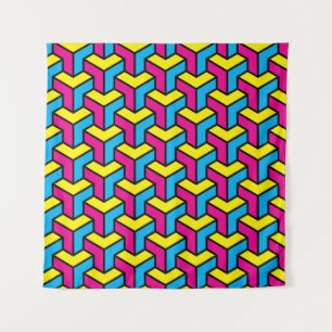 Lebendiger geometrischer optische Illusionsblock C Wandteppich