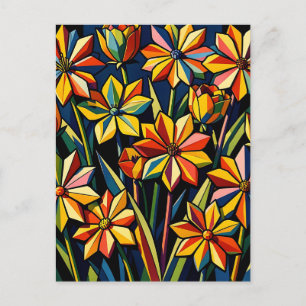 Lebendiger geometrischer Regenbogen-Blumenstrauß Postkarte