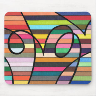 Lebendiger gestreifter Abstract mit kühnen schwarz Mousepad