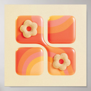 Lebendiger getufteter Blumen 3D-Kunstprint - quadr Poster