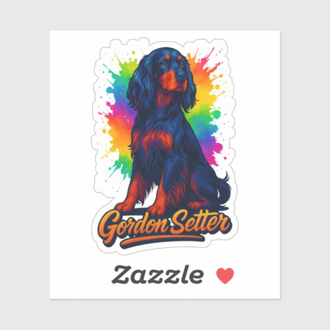 Lebendiger Gordon Setter Pop Art Aufkleber (Blatt)