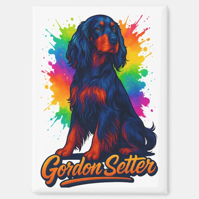 Lebendiger Gordon Setter Pop Art Magnet (Vorderseite)