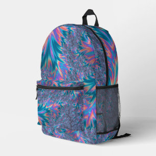 Lebendiger Groovy Trippy Bohemian Türkis Korallen Bedruckter Rucksack