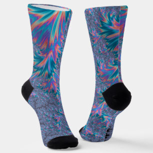 Lebendiger Groovy Trippy Bohemian Türkis Korallen Socken