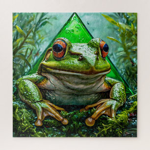 Lebendiger grüner Frosch mit auffallenden Augen Puzzle