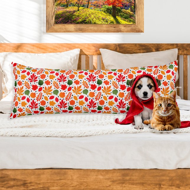 Lebendiger Herbst hinterlässt mehrfarbiges Muster Seitenschläferkissen (Vibrant Autumn Leaves Multi-Colored Pattern Body Pillow)