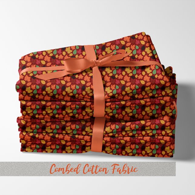 Lebendiger Herbst hinterlässt mehrfarbiges Muster Stoff (Vibrant Autumn Leaves Multi-Colored Pattern Combed Cotton Fabric)