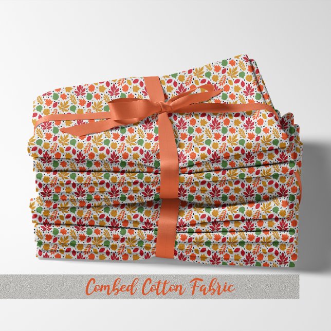 Lebendiger Herbst hinterlässt mehrfarbiges Muster Stoff (Vibrant Autumn Leaves Multi-Colored Pattern Combed Cotton Fabric)