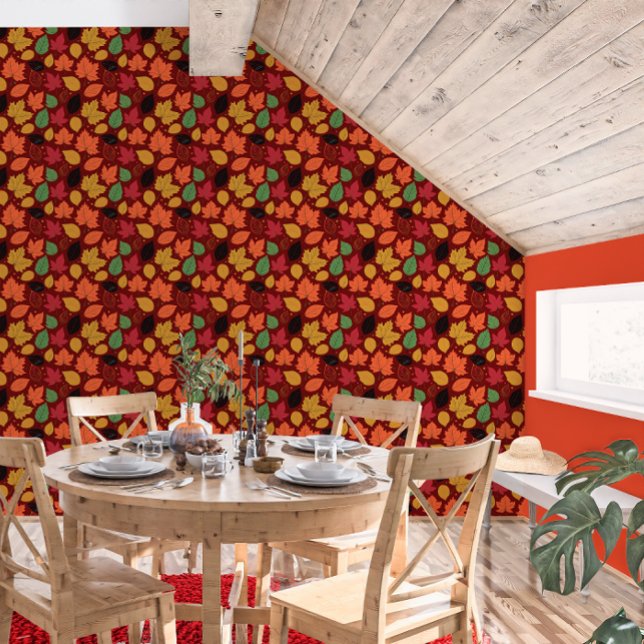 Lebendiger Herbst hinterlässt mehrfarbiges Muster Tapete (Vibrant Autumn Leaves Multi-Colored Pattern Wallpaper)