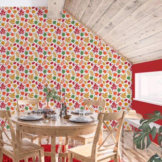 Lebendiger Herbst hinterlässt mehrfarbiges Muster Tapete (Vibrant Autumn Leaves Multi-Colored Pattern Wallpaper)