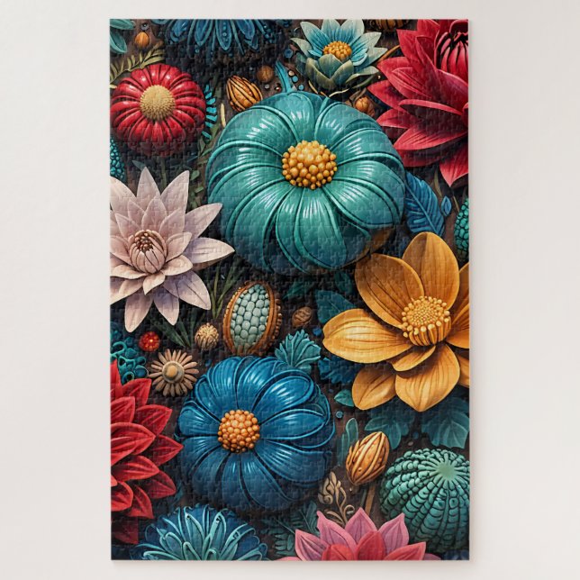 Lebendiger Herbstlicher Verzauberter Garten Blumen Puzzle (Vertikal)