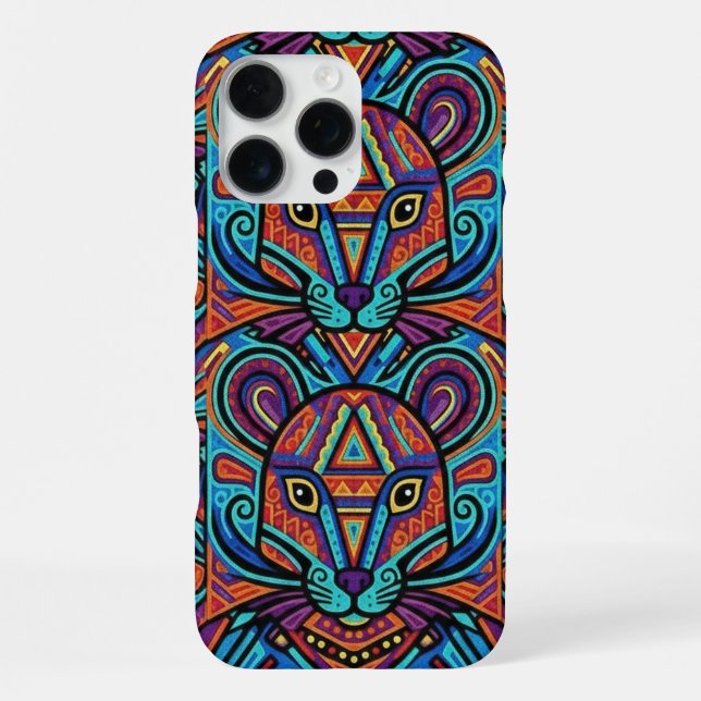 Lebendiger Huichol-Tiergeist-Handyhülle iPhone Hülle (Rückseite)