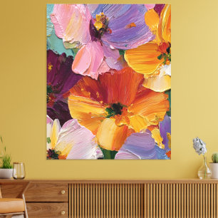 Lebendiger Impasto-Blumenbild-Leinwanddruck Leinwanddruck