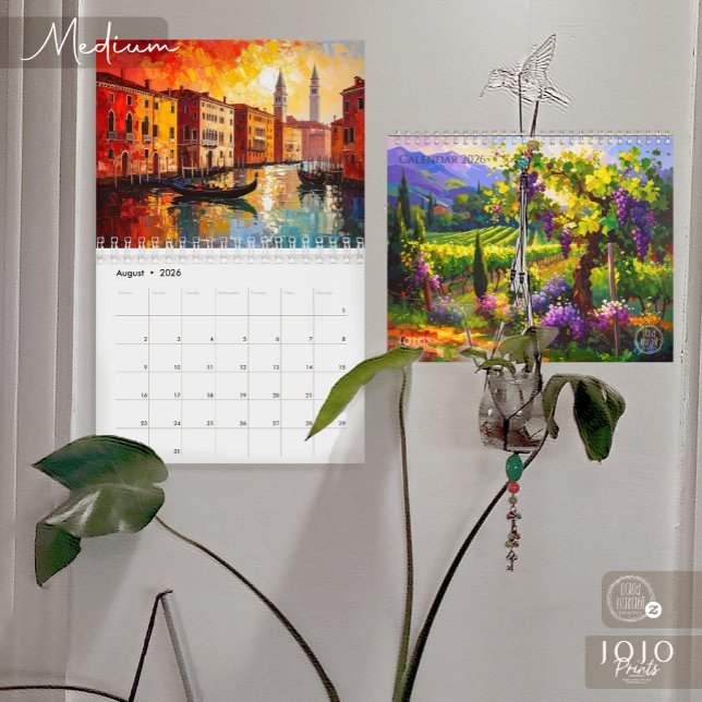 Lebendiger Impasto-Kunstkalender 2026 Kalender (Vibrant Impasto Art Calendar 2026-Medium)