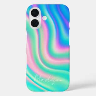 Lebendiger irisierender Wellenfluss iPhone 16 Hülle