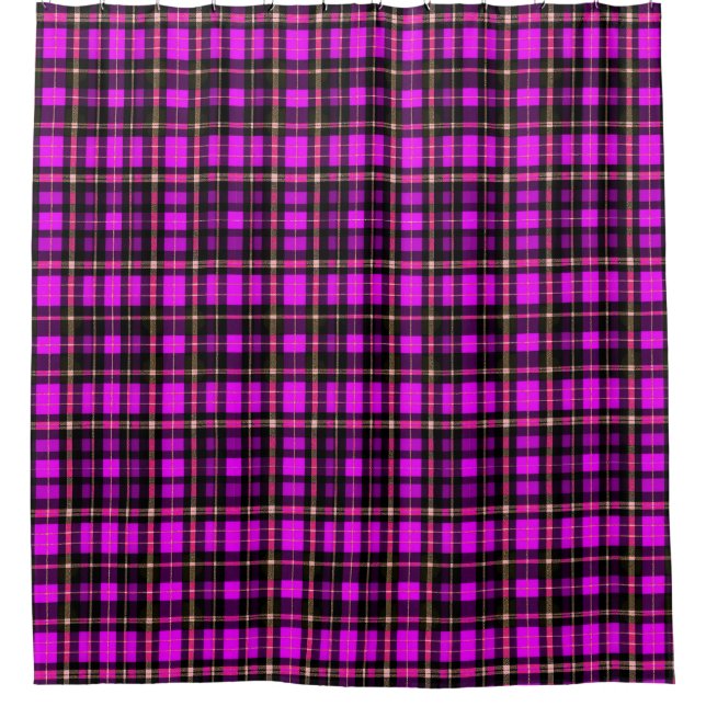 Lebendiger Karo-Tartan-Musterstoff Duschvorhang (Vorderseite)