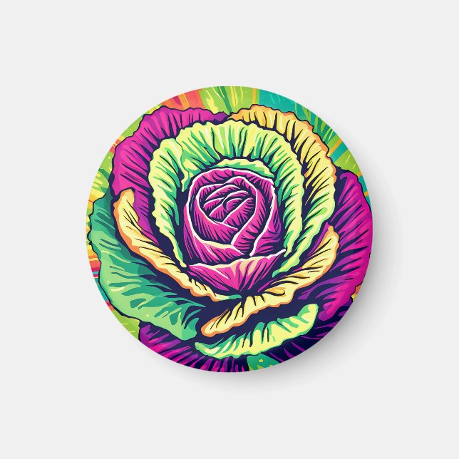 Lebendiger Kohl Pop Art Magnet (Vorne)