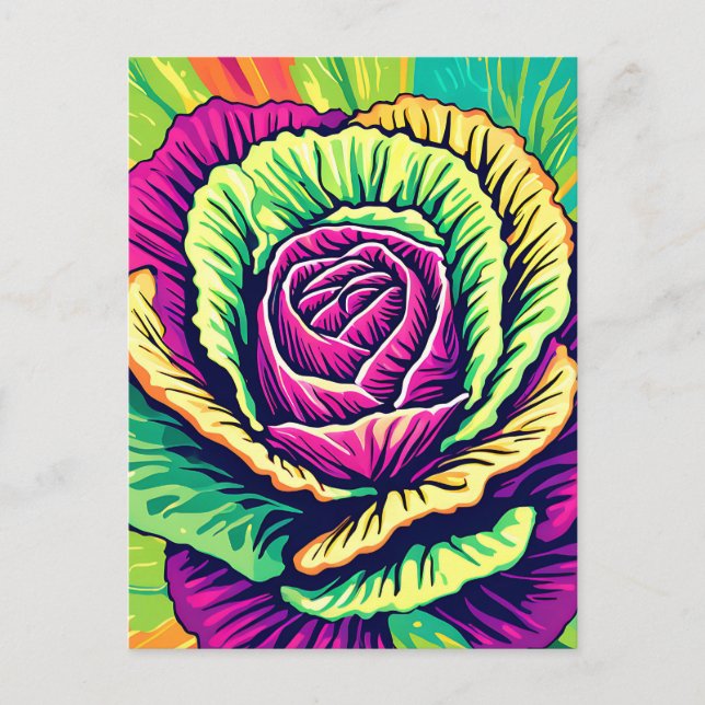 Lebendiger Kohl Pop-Art Postkarte (Vorderseite)