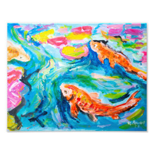 Lebendiger Koi-Fischteich Expressionist Fotodruck