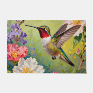 Lebendiger Kolibri-Blumengarten Fußmatte
