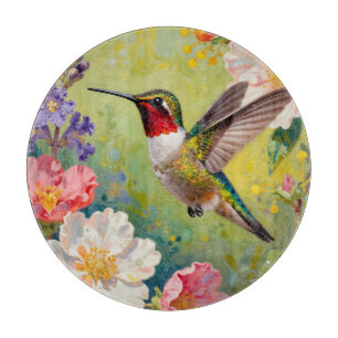 Lebendiger Kolibri-Blumengarten Schneidebrett
